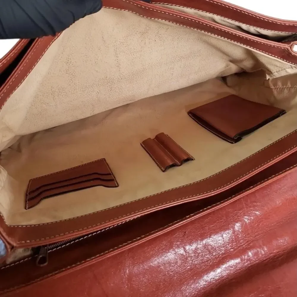 Vintage Classic Brown Leather Men's Briefcase
